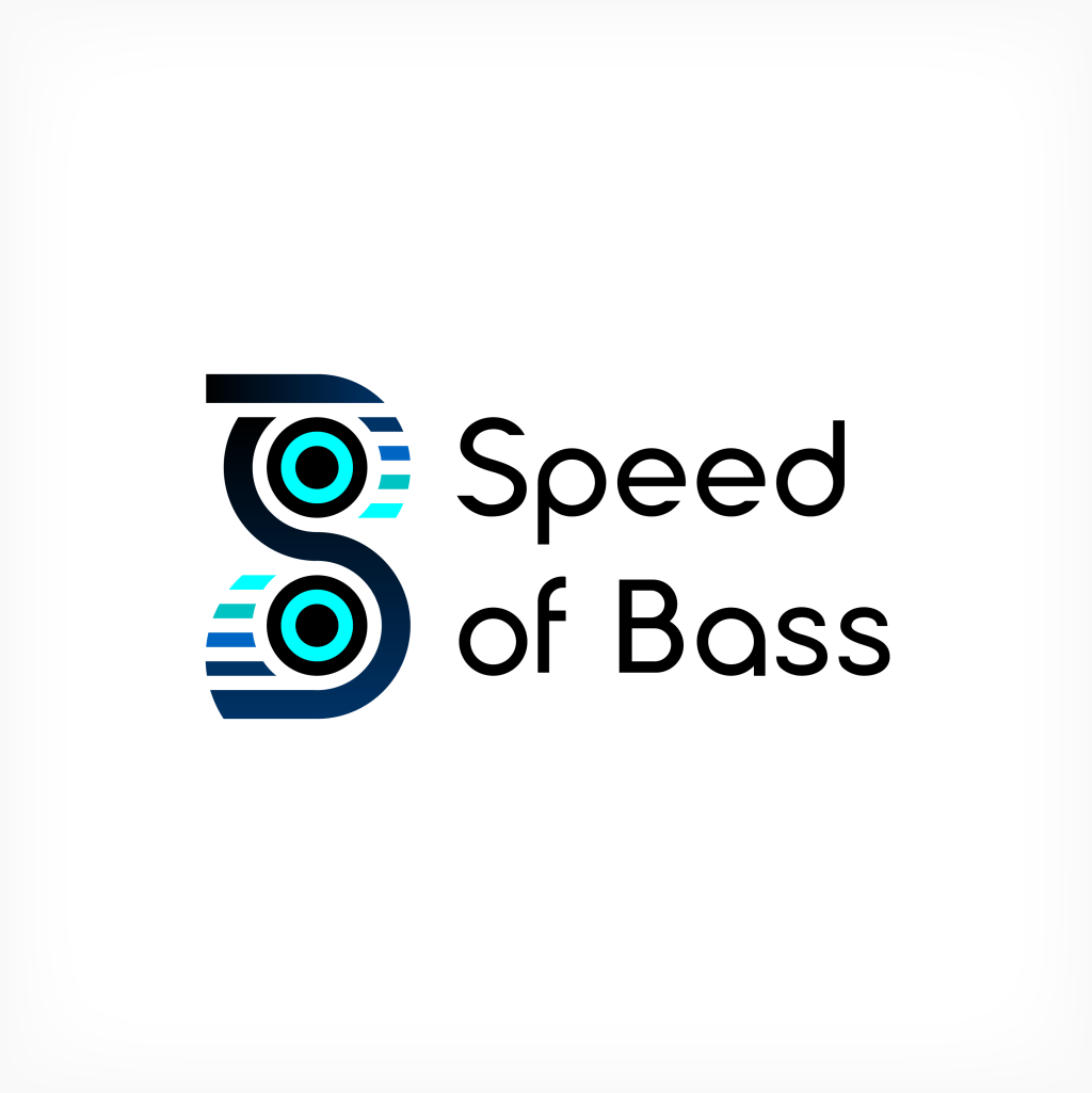 Logo Design by Kateryna Podolska for 'Speed of Bass' electronic musical artist, logo, logotype, brand, identity, design, creative, sign, icon, create, music, electronic, artist, producer, club, festival, sale, merch, t-shirt, cap, social media post design, social media content design