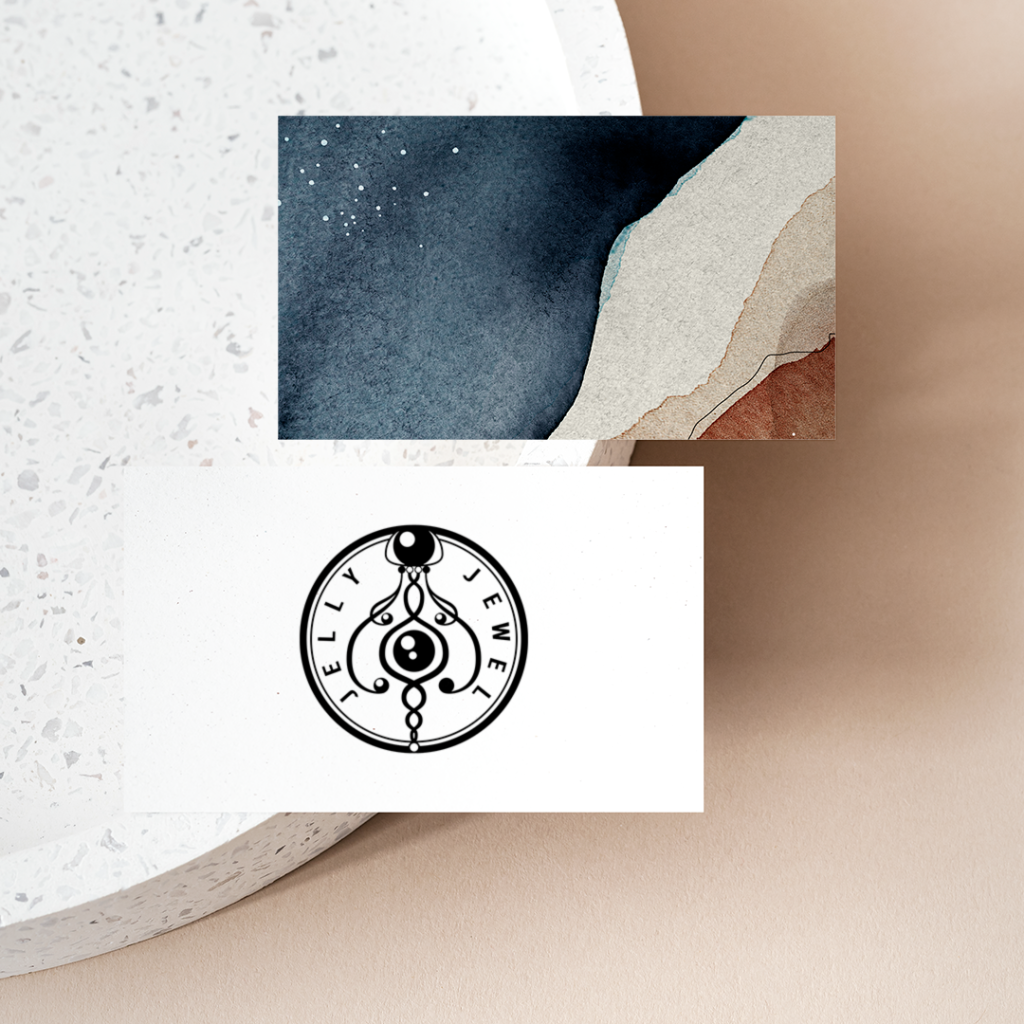 Logo Design by Kateryna Podolska for 'Jelly Jewel' online jewelry store, logo, logotype, brand, identity, design, creative, sign, icon, create, jewelry, store, sale, bag, package, box, jewelry box, business card